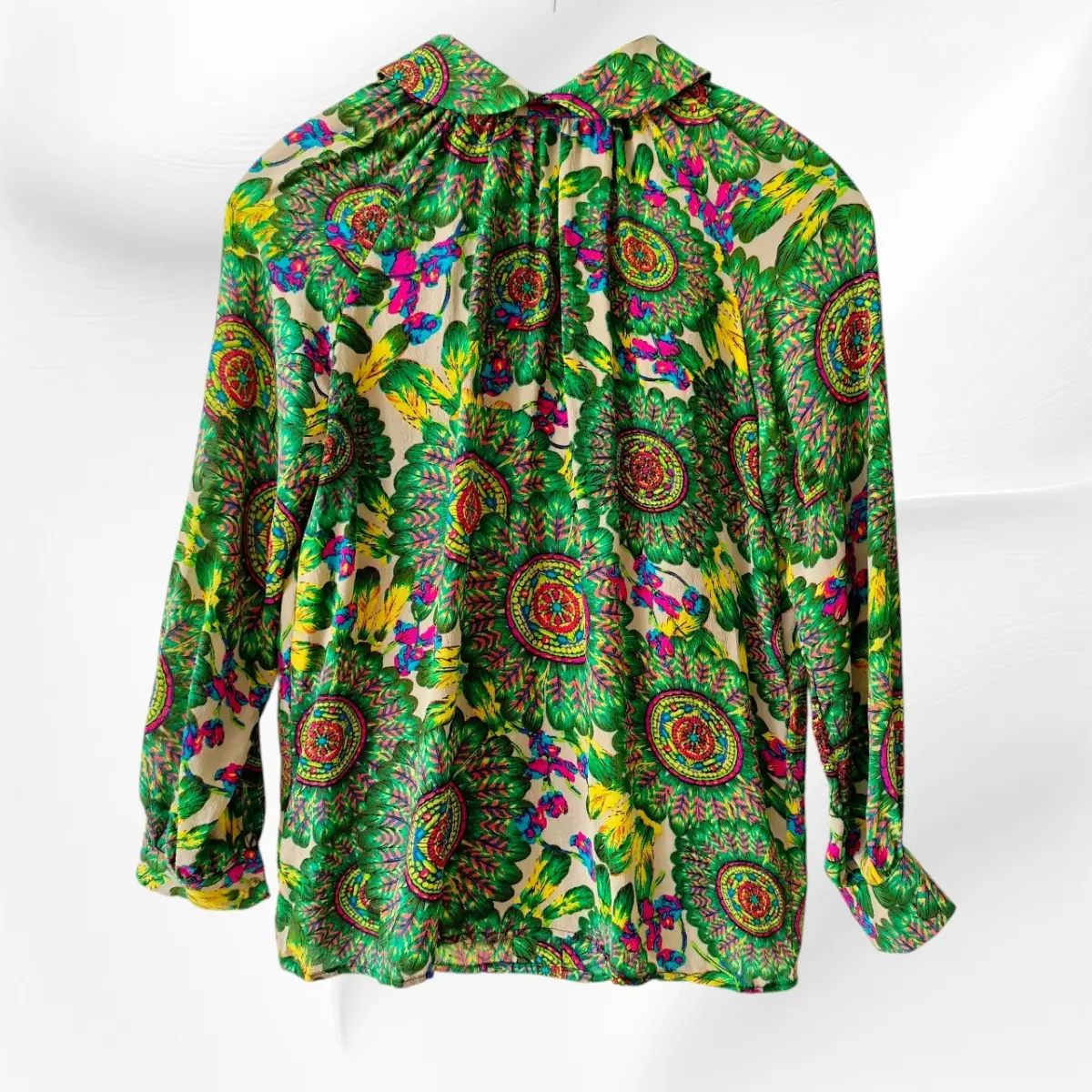 Vintage 100% Mulberry Silk Floral Tie-Neck Blouse – UK 8–10