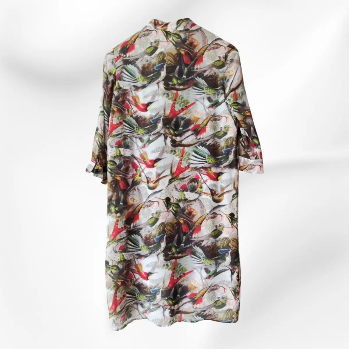 Vintage Lucky Ozasec Silk Bird Print Shirt Dress – Made in Germany 8-10