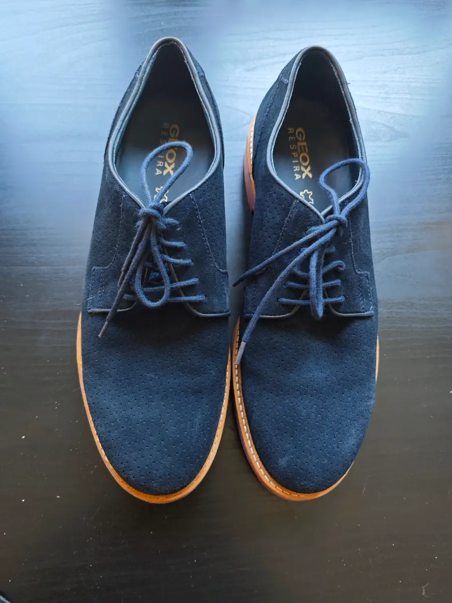 Geox Respira Navy Blue Suede Lace Up Shoes Men's UK 9.5 EU 43.5 New