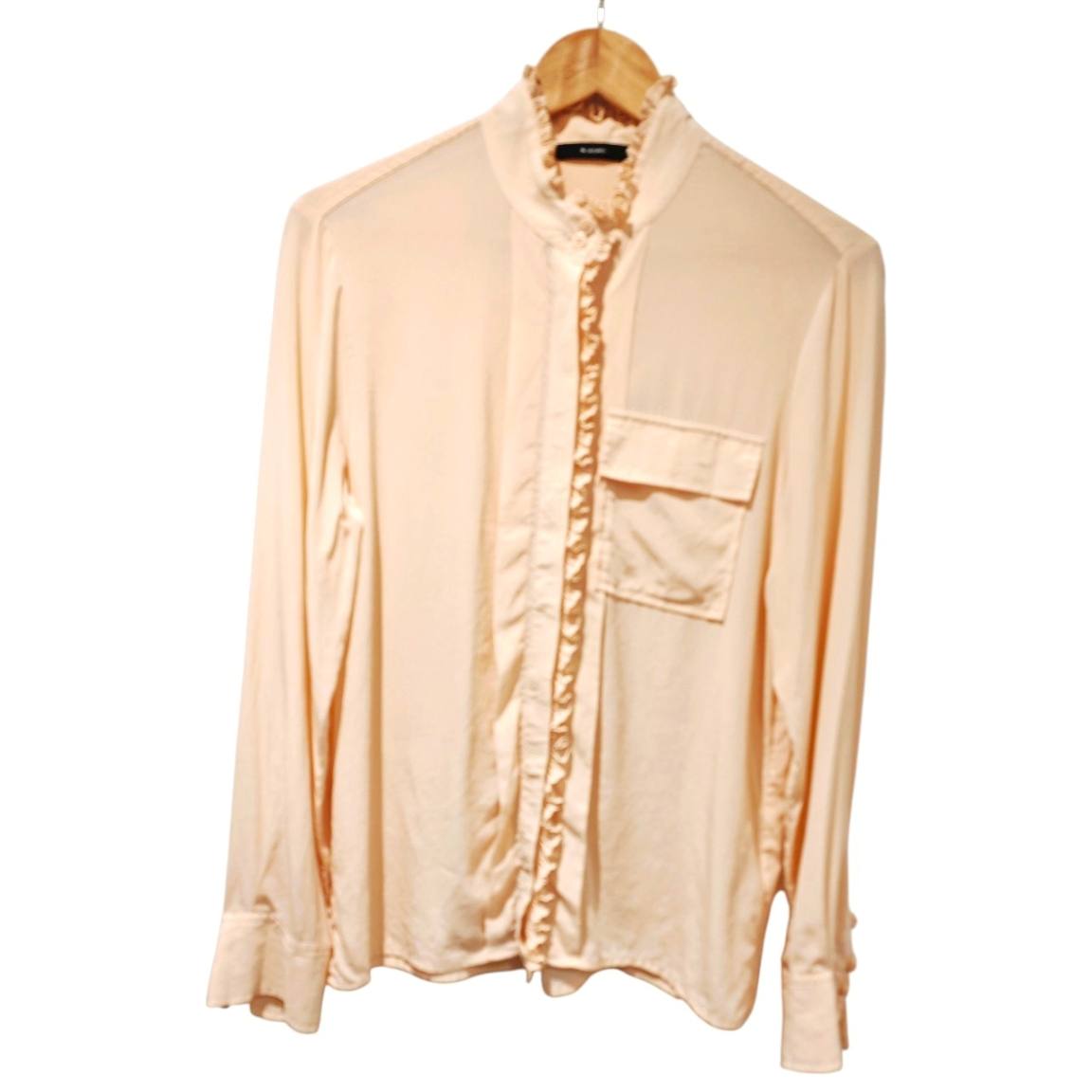Vintage 100% Silk Light Orange Frill Blouse – UK Size 12