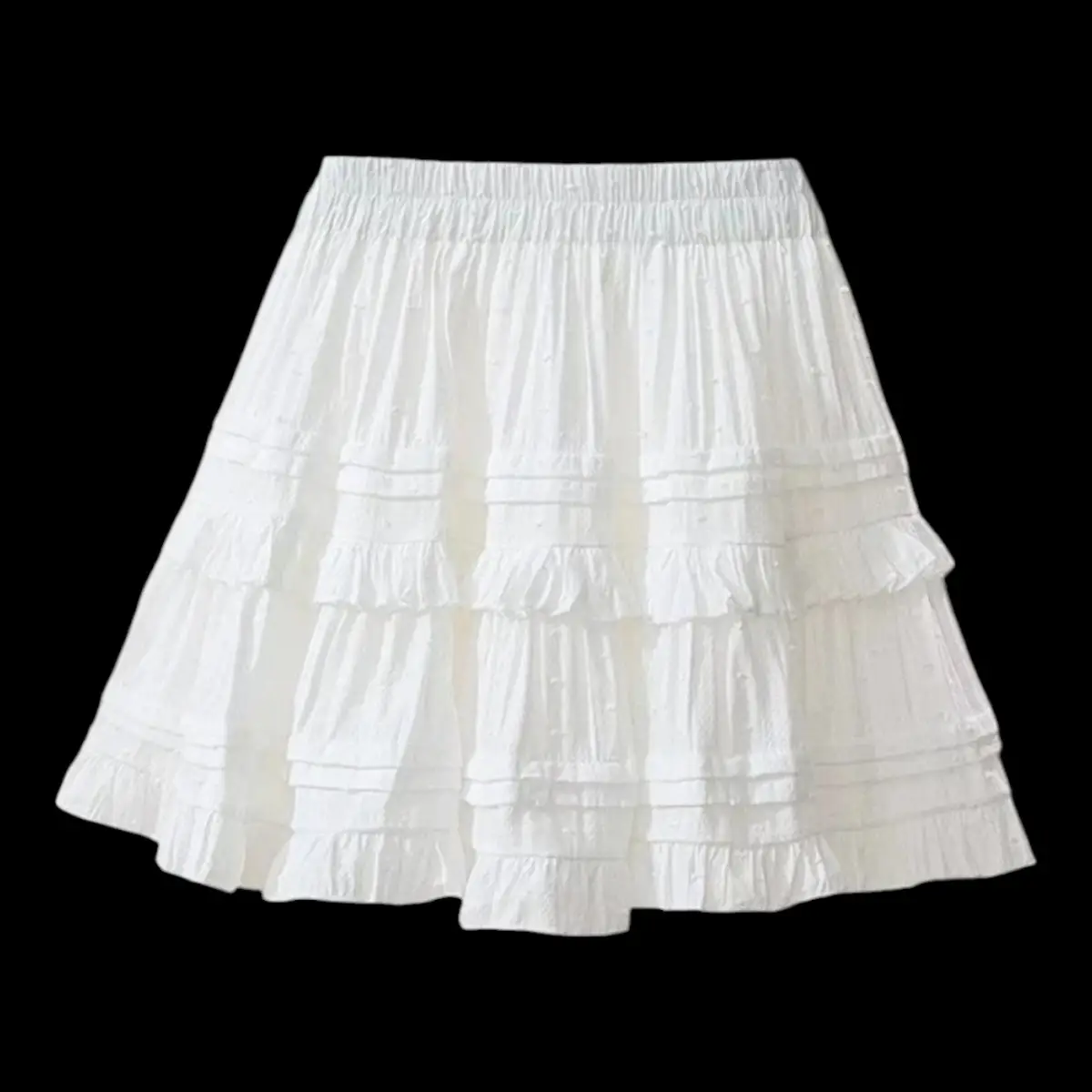 Women's White Ruffle Tiered Mini Skirt Elastic Waist UK 10 New Without Tags