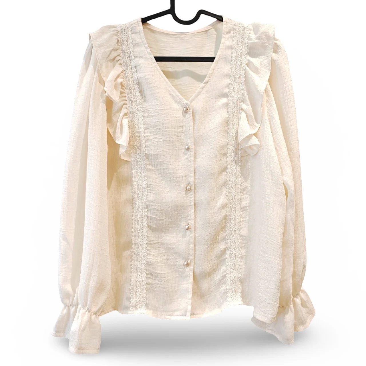 Cream Romantic Ruffle Blouse | UK 8–10
