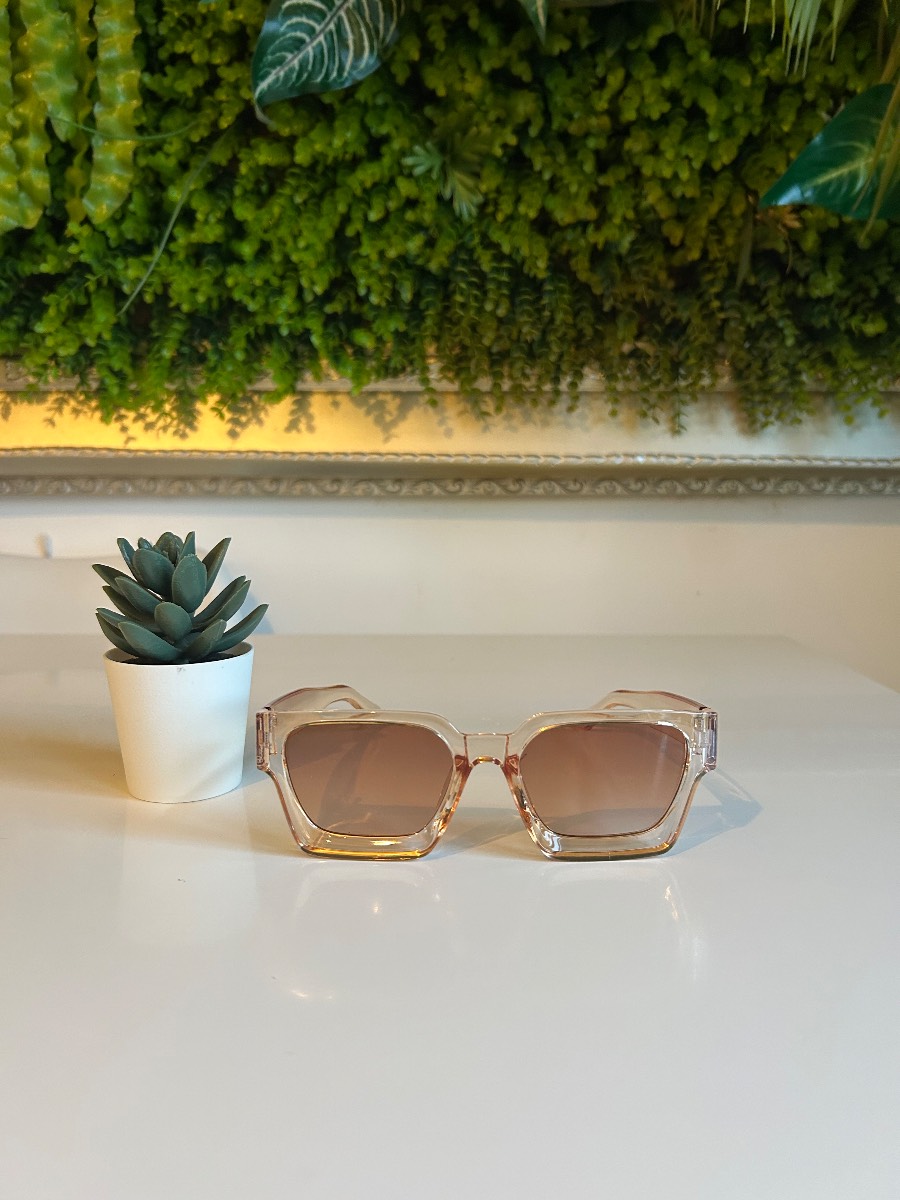 Chunky Square Style Sunglasses Crystal Brown