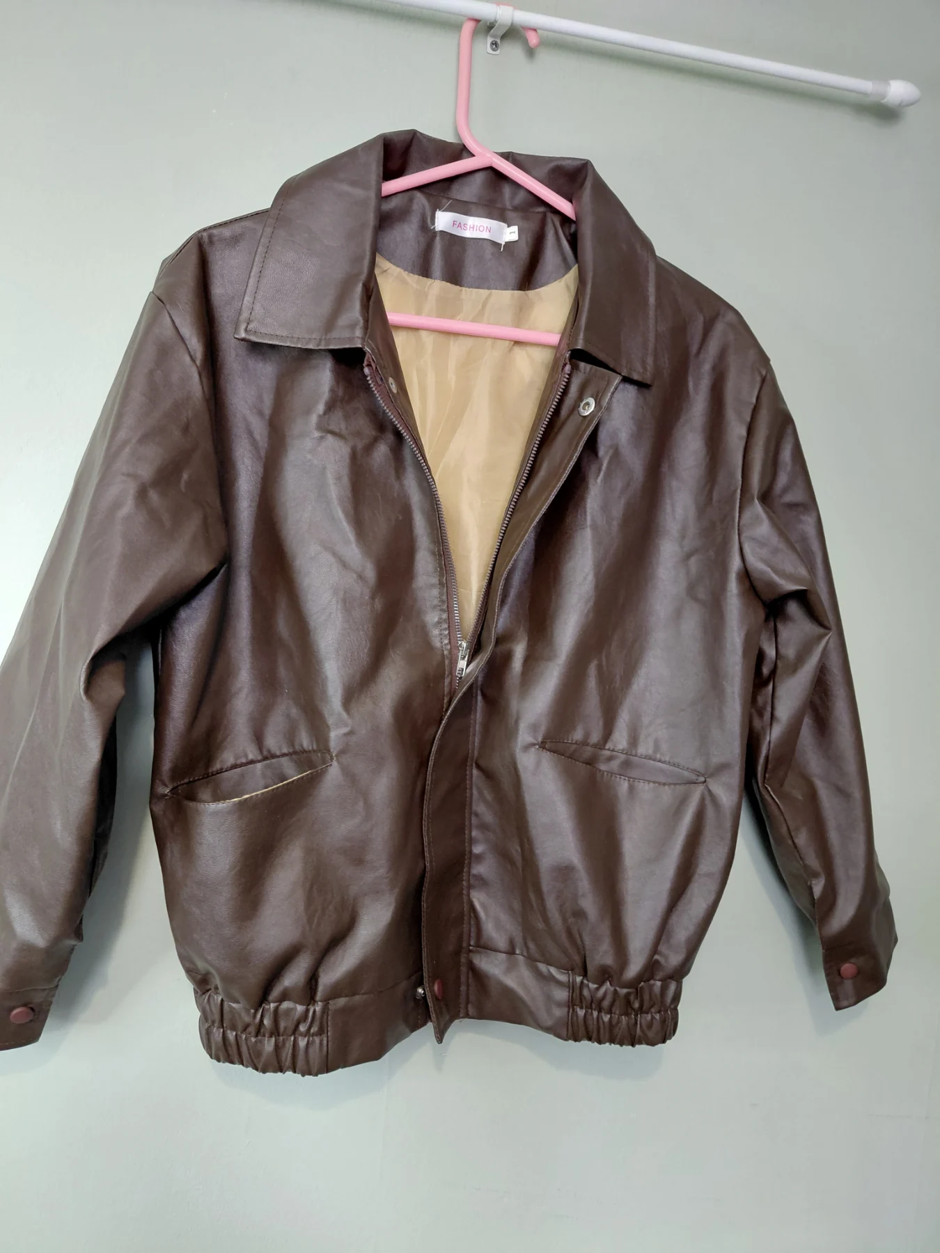 Faux leather bomber jacket