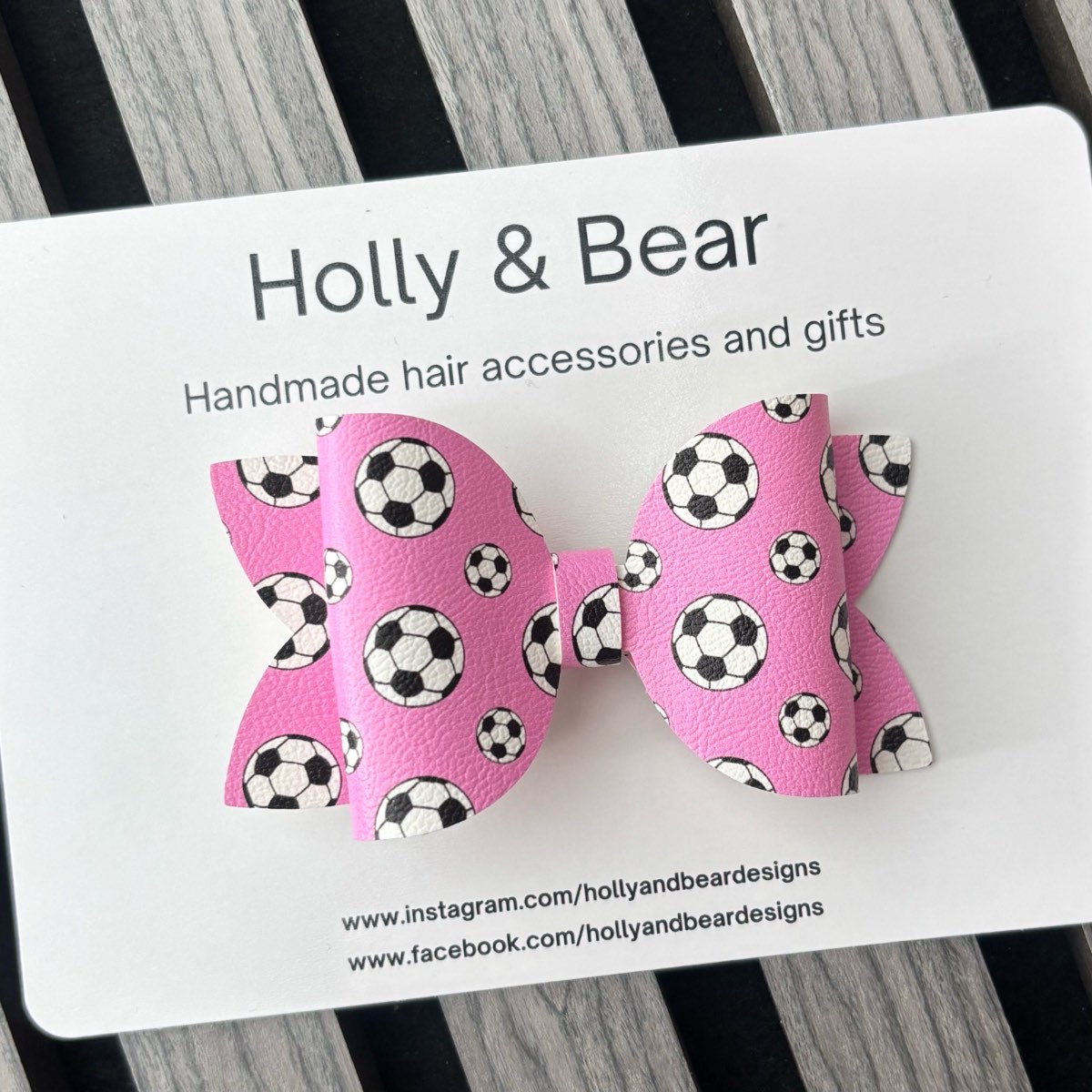 Handmade Pink Football 3.5” Hair Bow