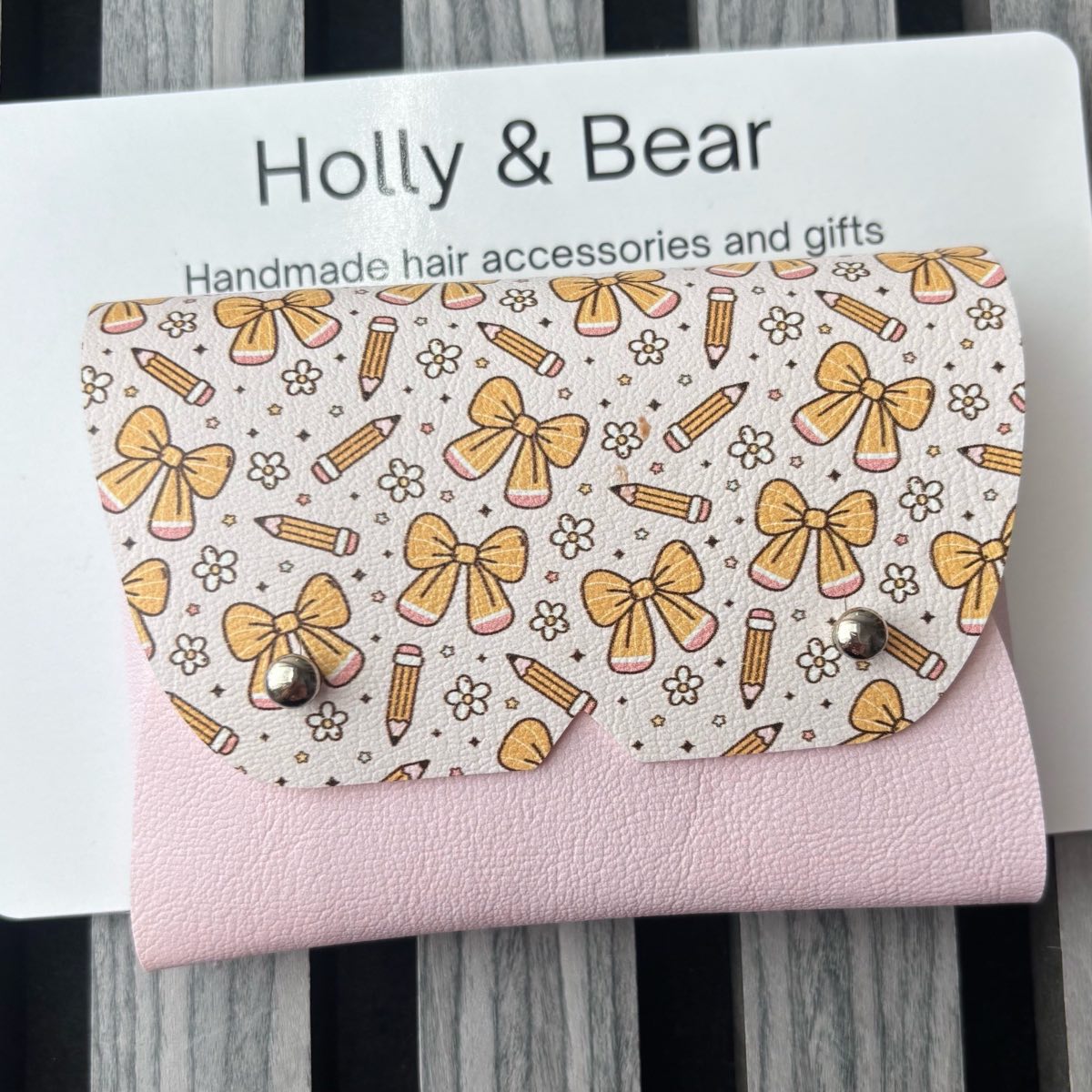 Stationery/school themed design handmade purse.