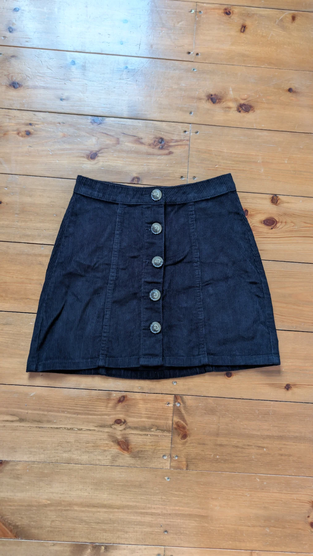 Black corduroy 100% cotton mini skirt size 8