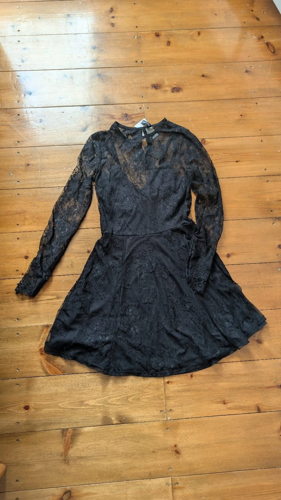 H&M Black lace dress with slip size 8