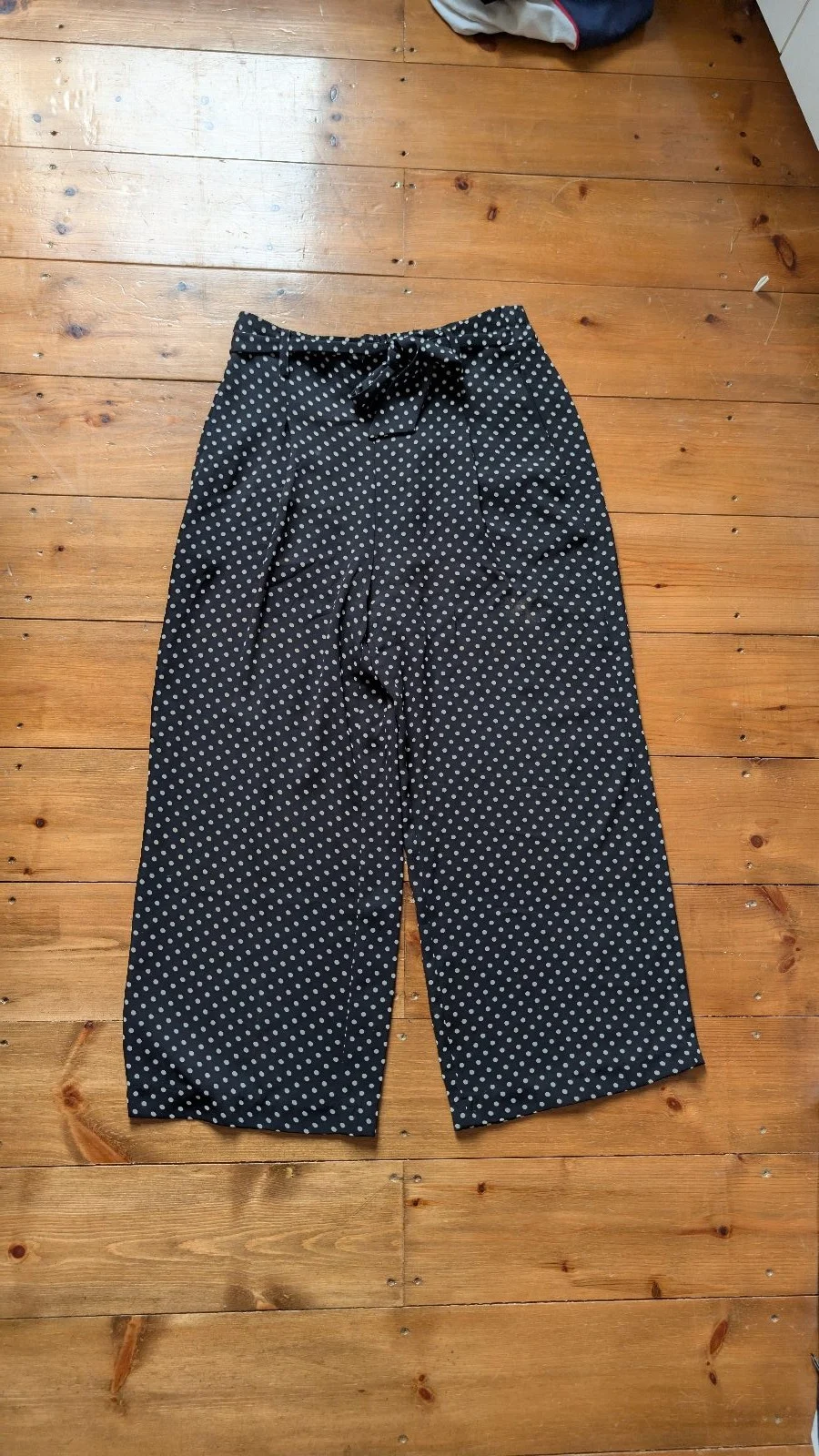 Black and white polka wide leg trousers,