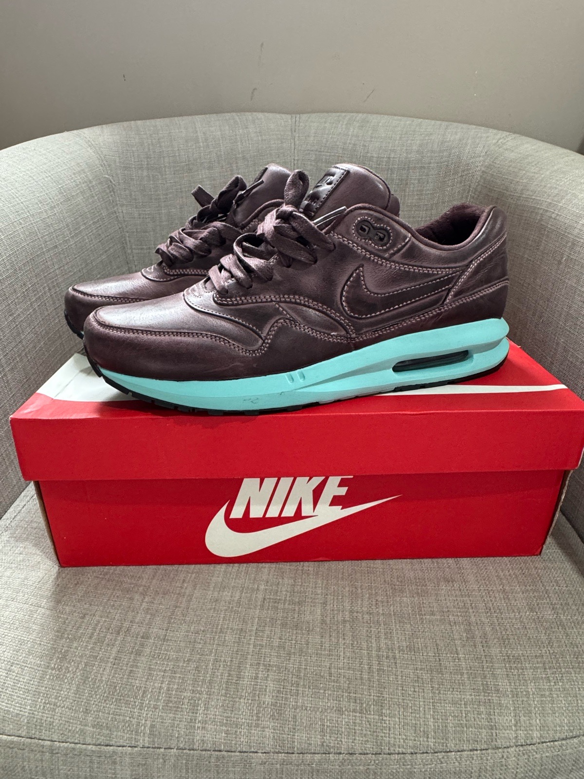 Nike Air Max 1 Lunar Leather Mahogany/Island Green