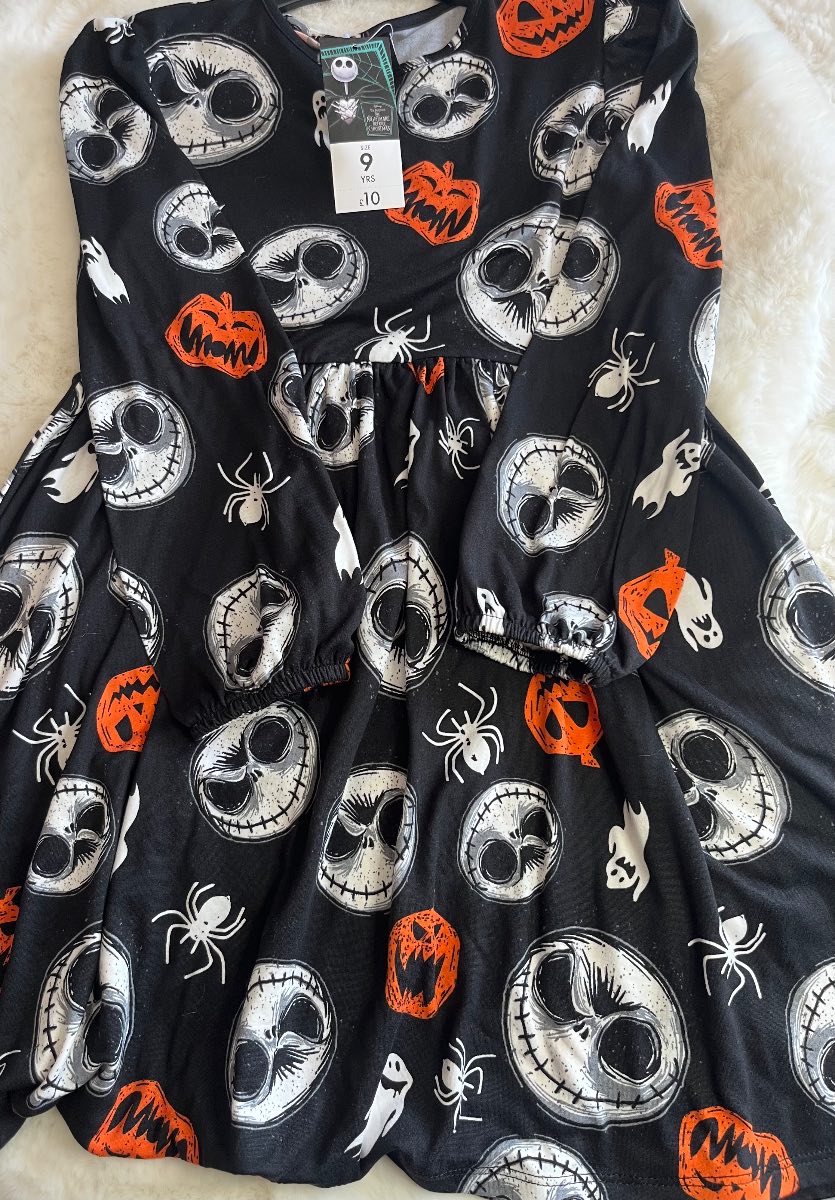 Girls Nightmare Before Christmas Halloween Dress, Age 9 years