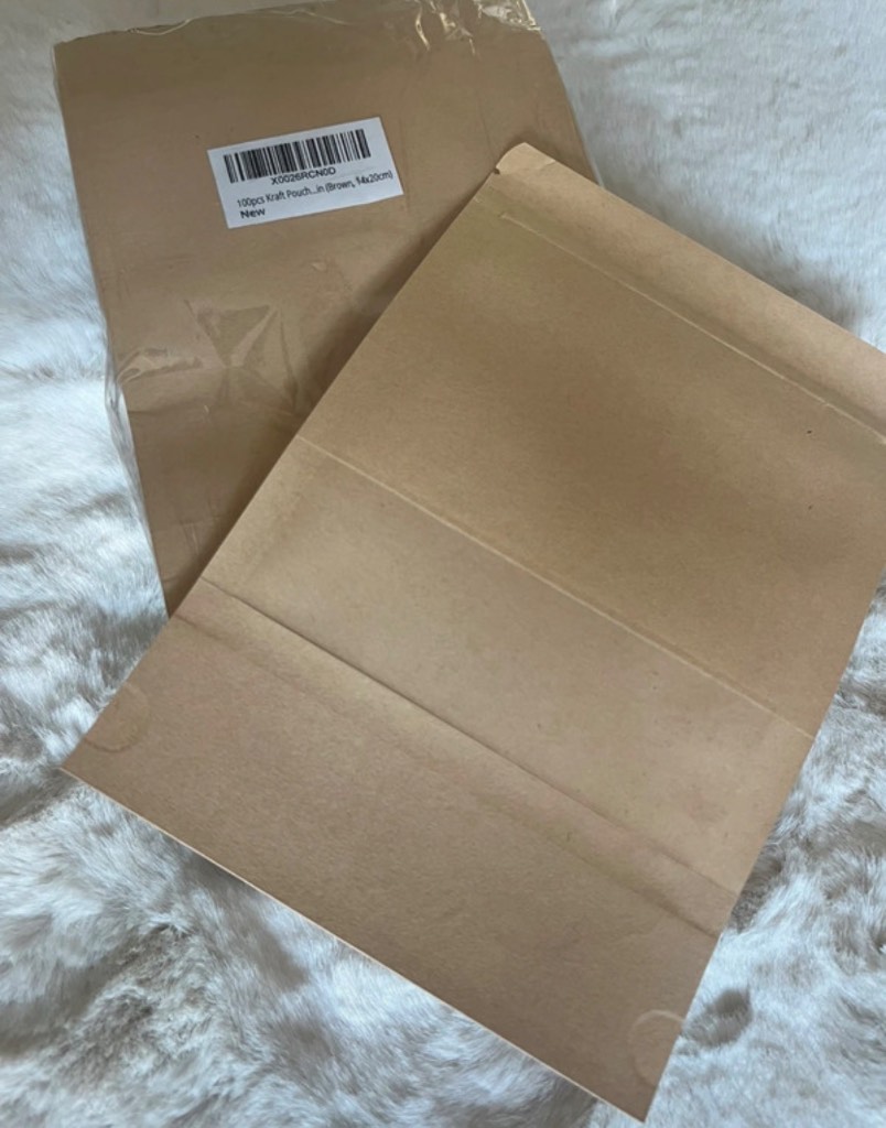 100pcs Resealable Kraft Stand Up Pouches With Window - Self-Sealing Paper Bags 14×20cm