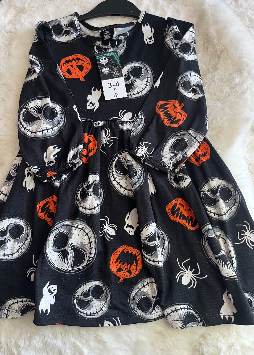 Girls Nightmare Before Christmas Halloween Dress, Age 3-4 years