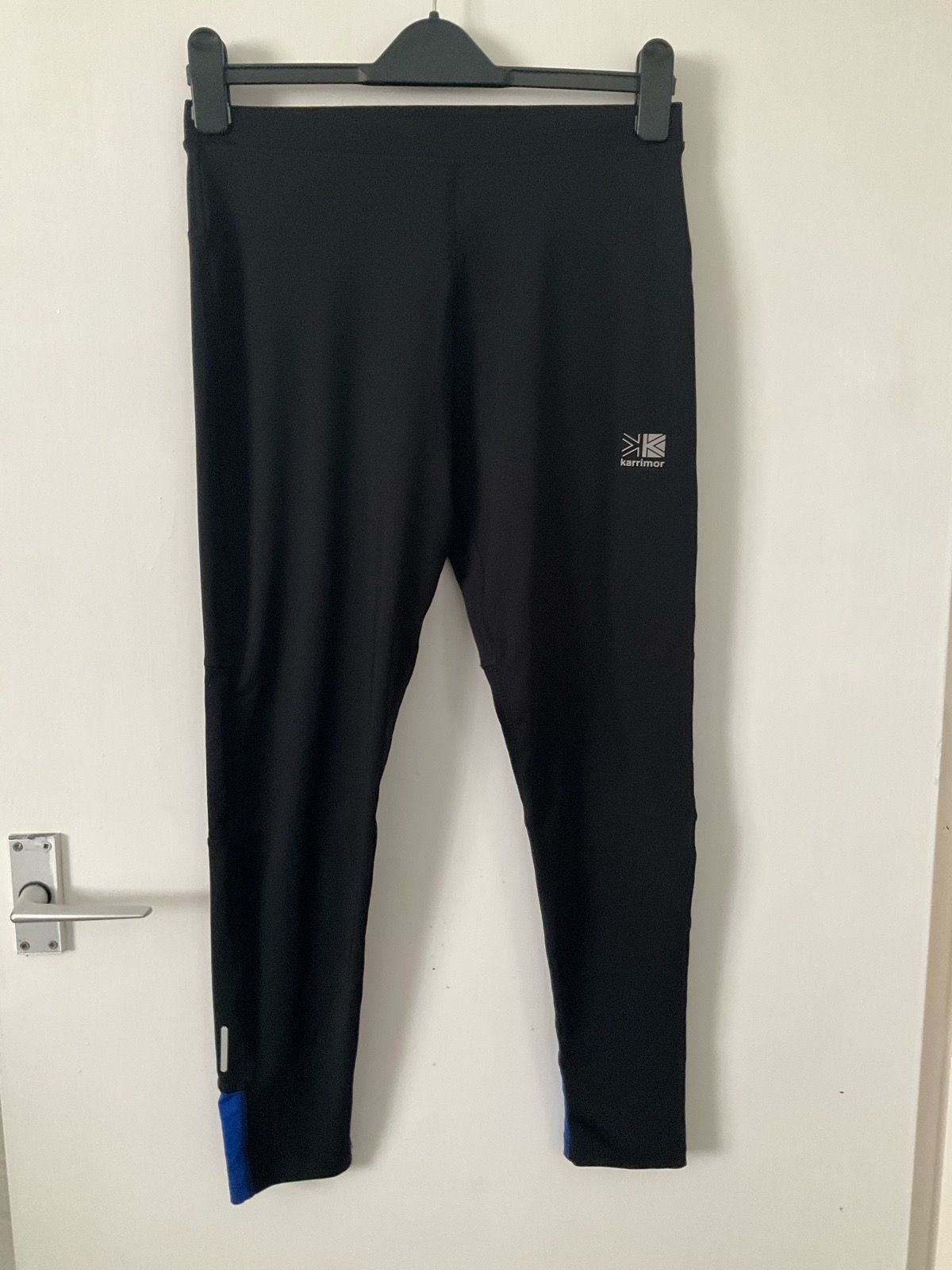 Karrimor ladies full length black and blue running fitness leggings size large 12 - 14