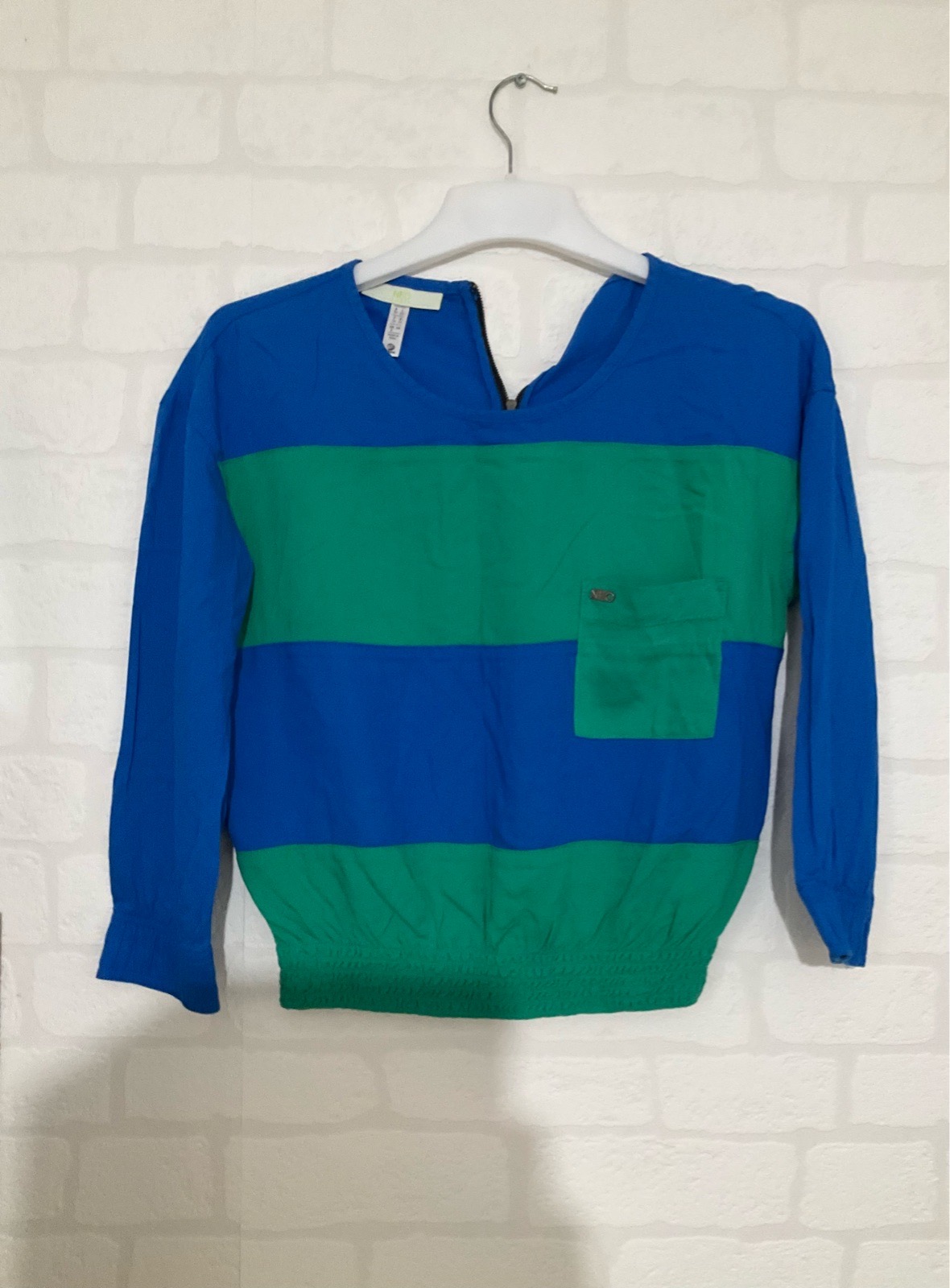 Adidas Neo blue and green stripe long sleeve top
