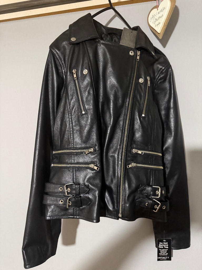 Infinity London leather biker jacket