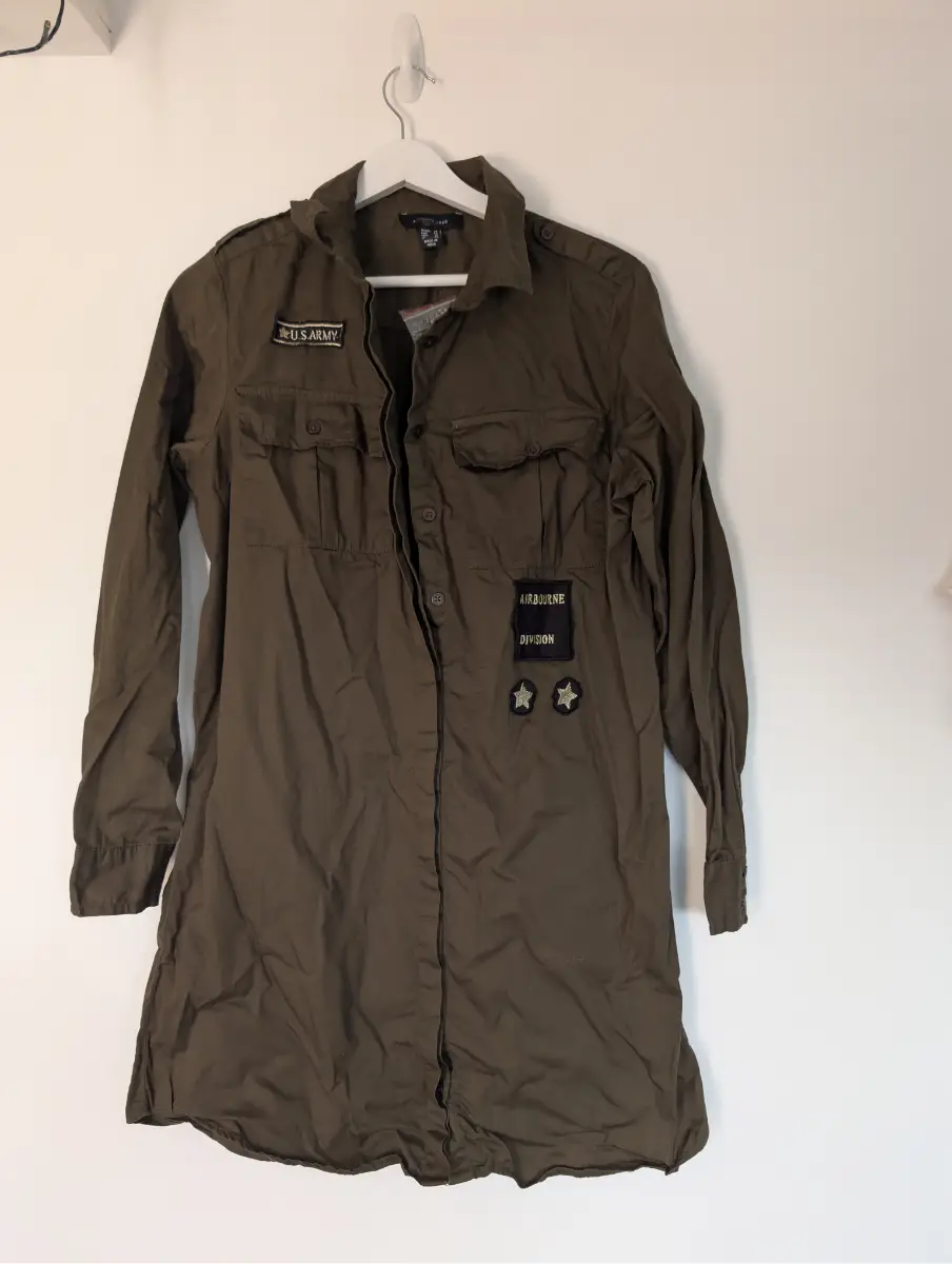 Atmosphere Women's Olive Green Military Style Shirt Dress – Size 14