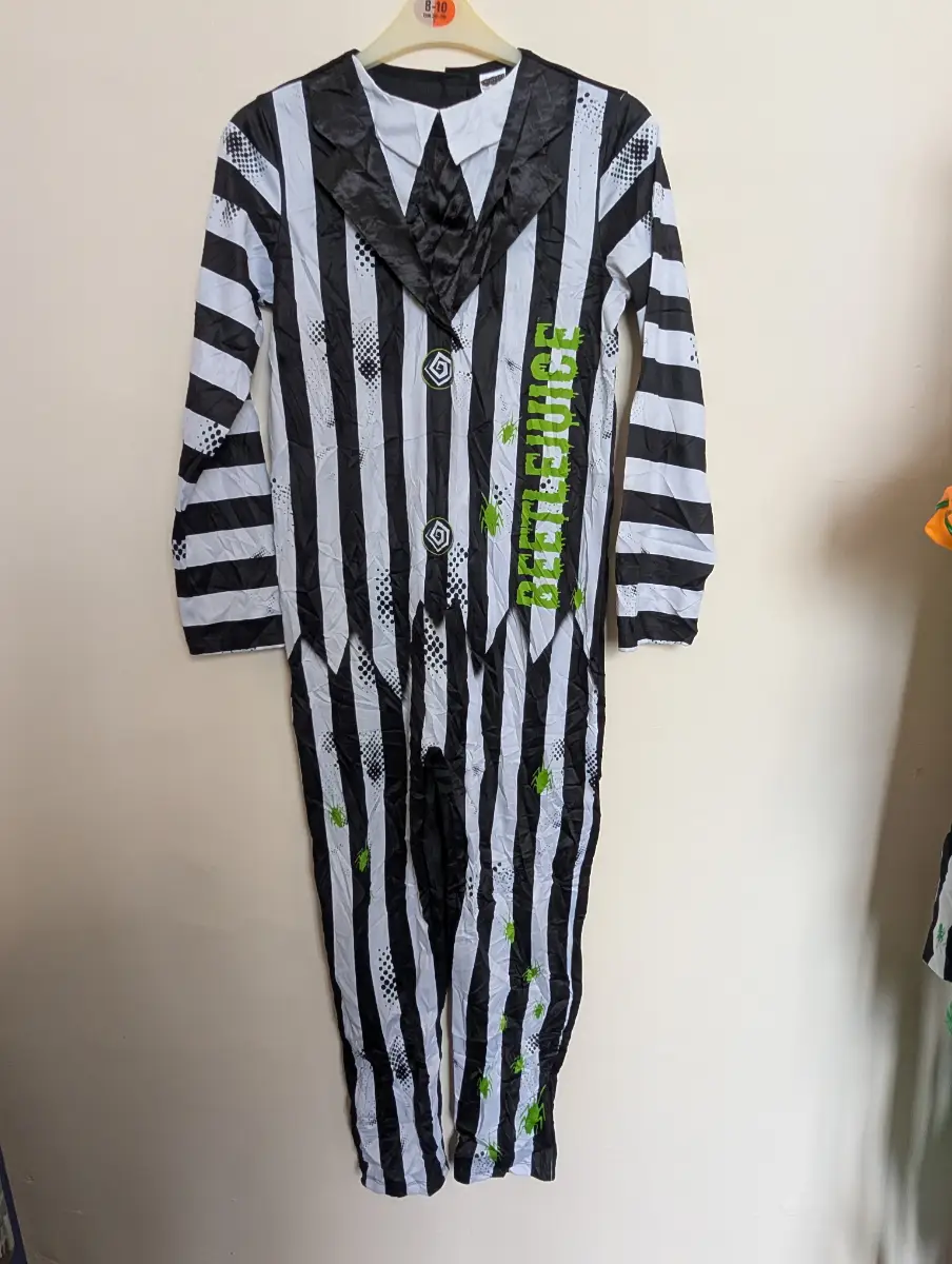 Beetlejuice Fancy Dress Costume | Age 11–12 Years | 152cm | Black & White Striped