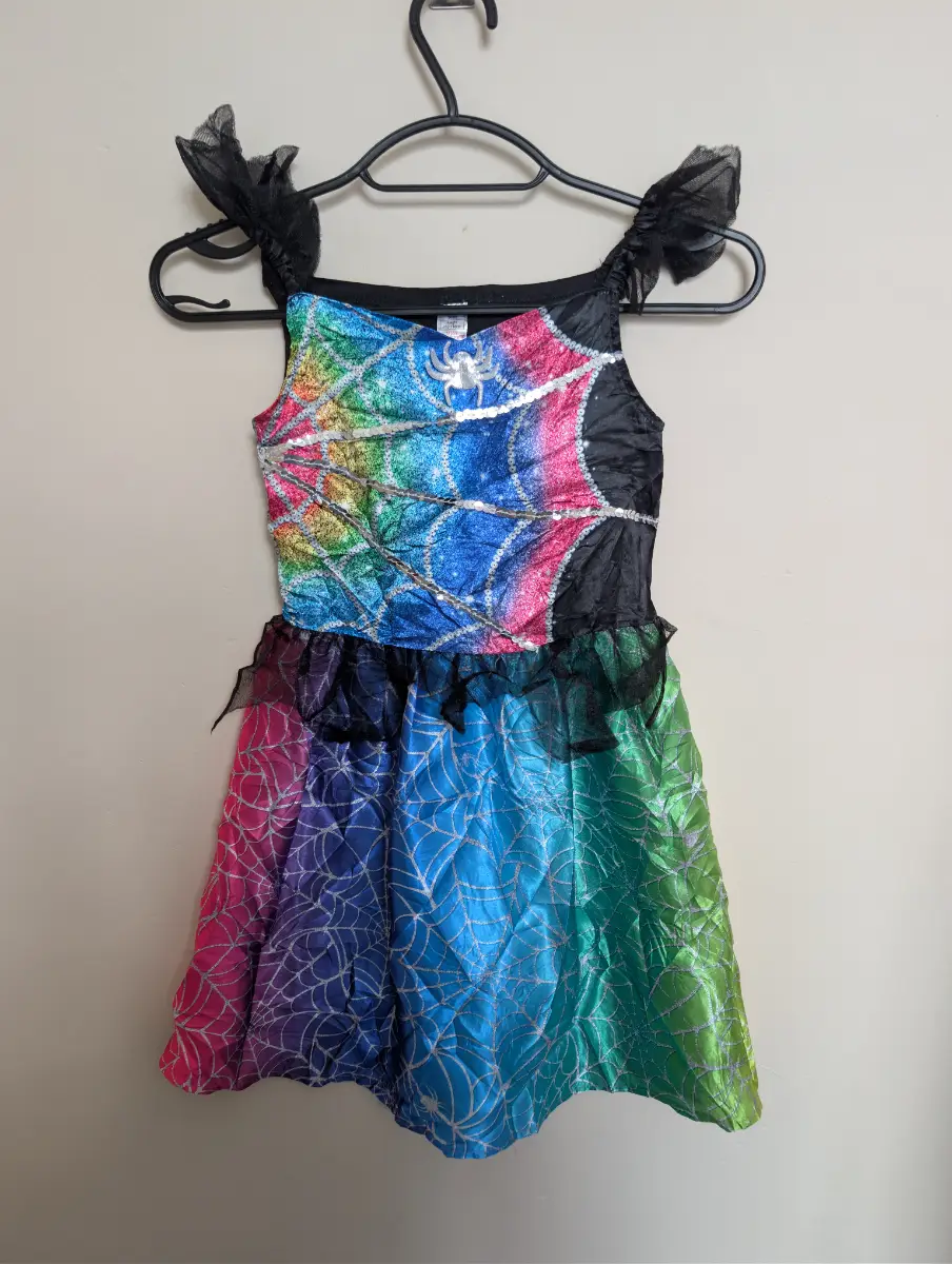Rainbow Witch Fancy Dress Costume Girls 5–6 Years | Halloween | 2 Piece Set | Sequin Dress & Hat