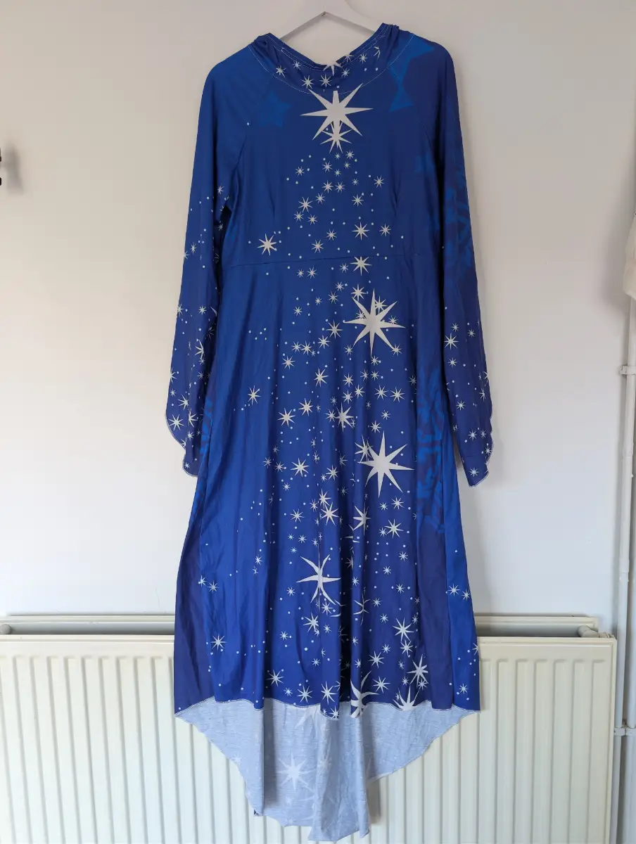 Christmas Snowflake Star Sparkle Hooded High-Low Dress – XXL UK 18 Festive Party Dress