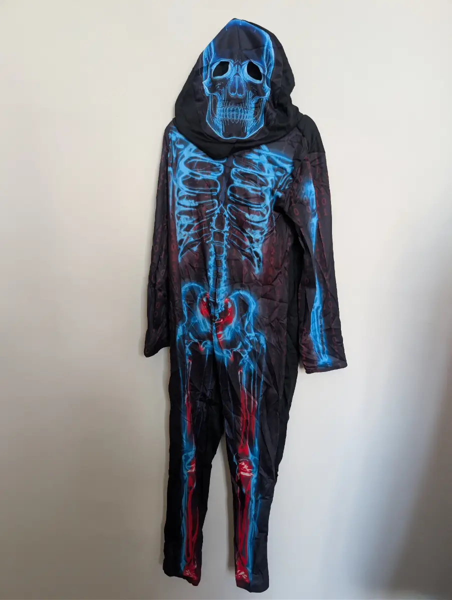 F&F X-Ray Skeleton Fancy Dress Costume Boys 7–8 Years | 2-Piece Halloween Skeleton Outfit with Hood