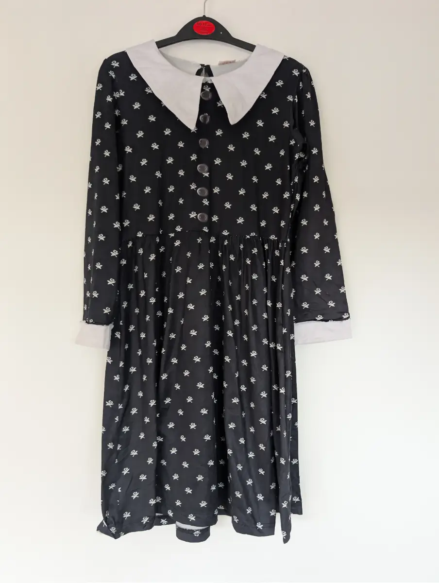 Wednesday Addams Inspired Gothic Dress | Girls 9–10 Years (140cm)