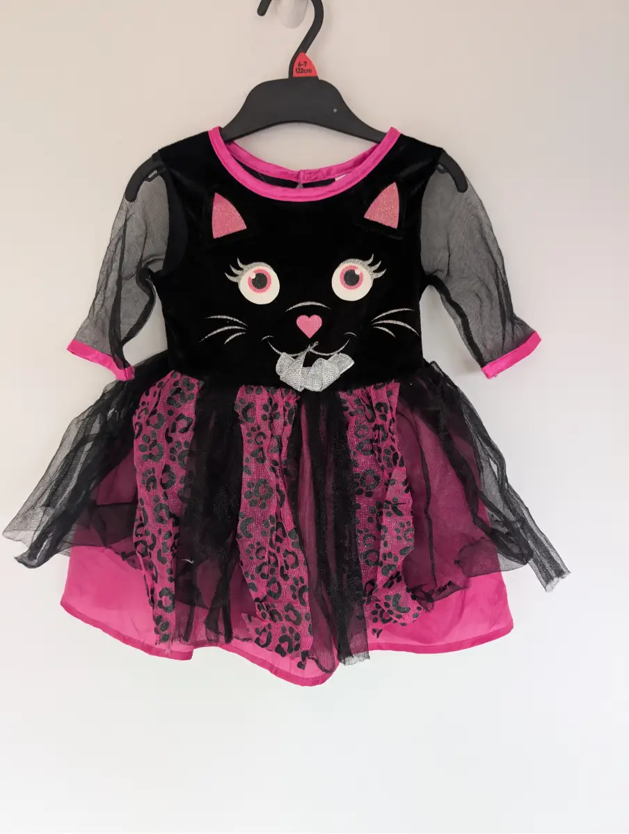 Girls Cat Fancy Dress Costume | 12–24 Months | Black & Pink Halloween Carnival Outfit