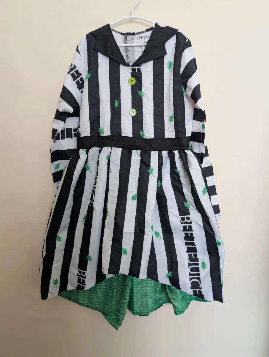 🖤 Smiffys Official Beetlejuice Costume | Age 7–9 Years | Includes Wig | Excellent Condition