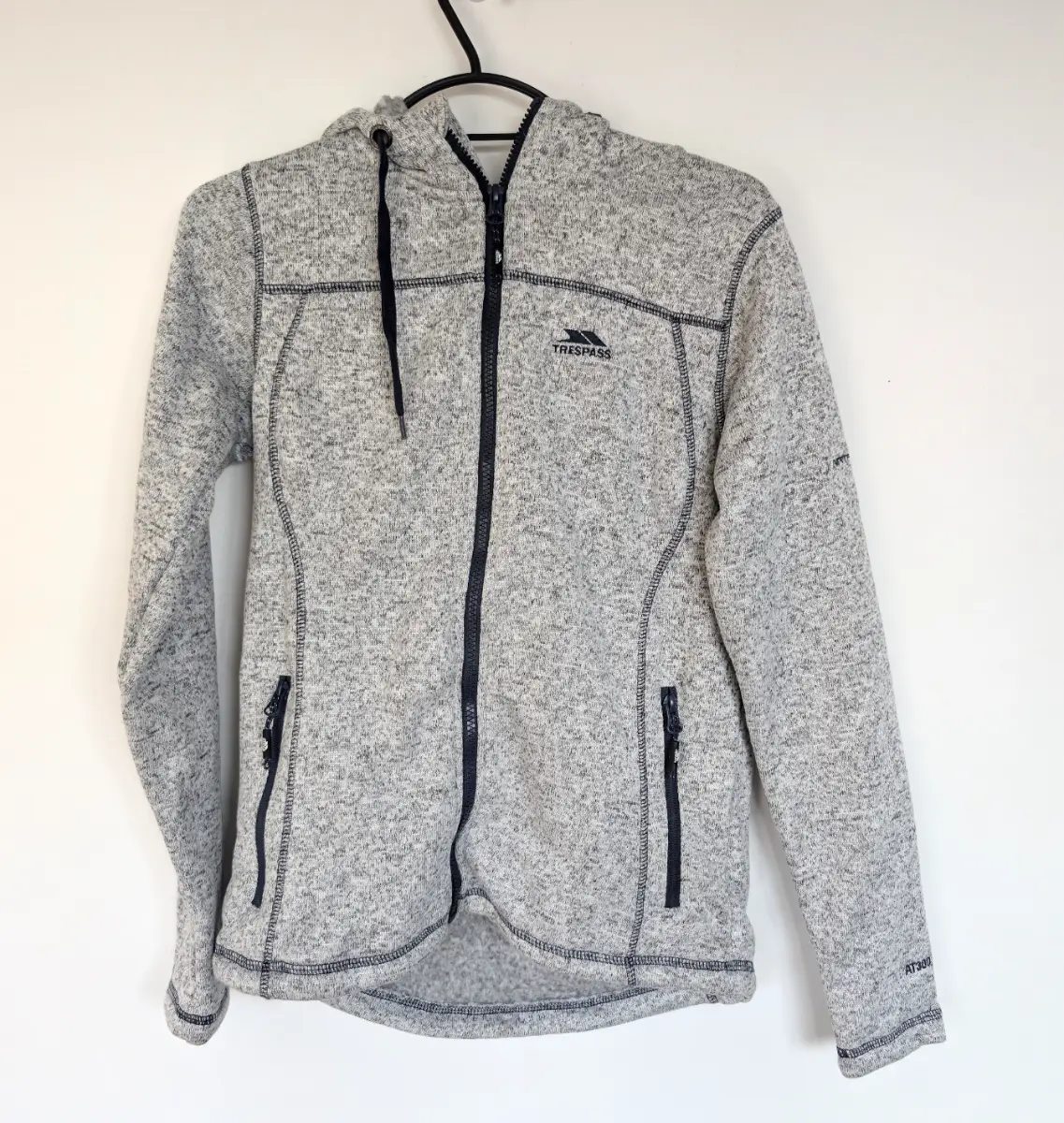 Trespass Odelia Women's Small Knitted Marl Fleece Hoodie Jacket – Full Zip Grey