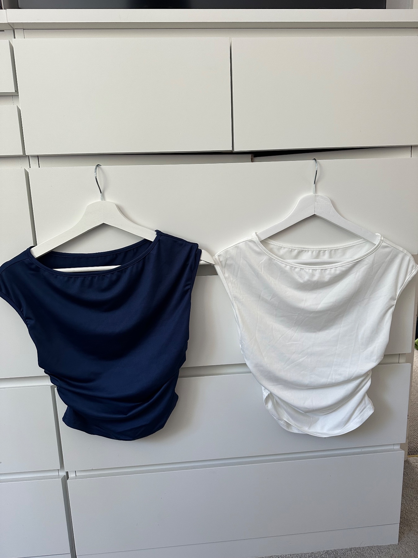 Navy and white ruched detailed top - size small
