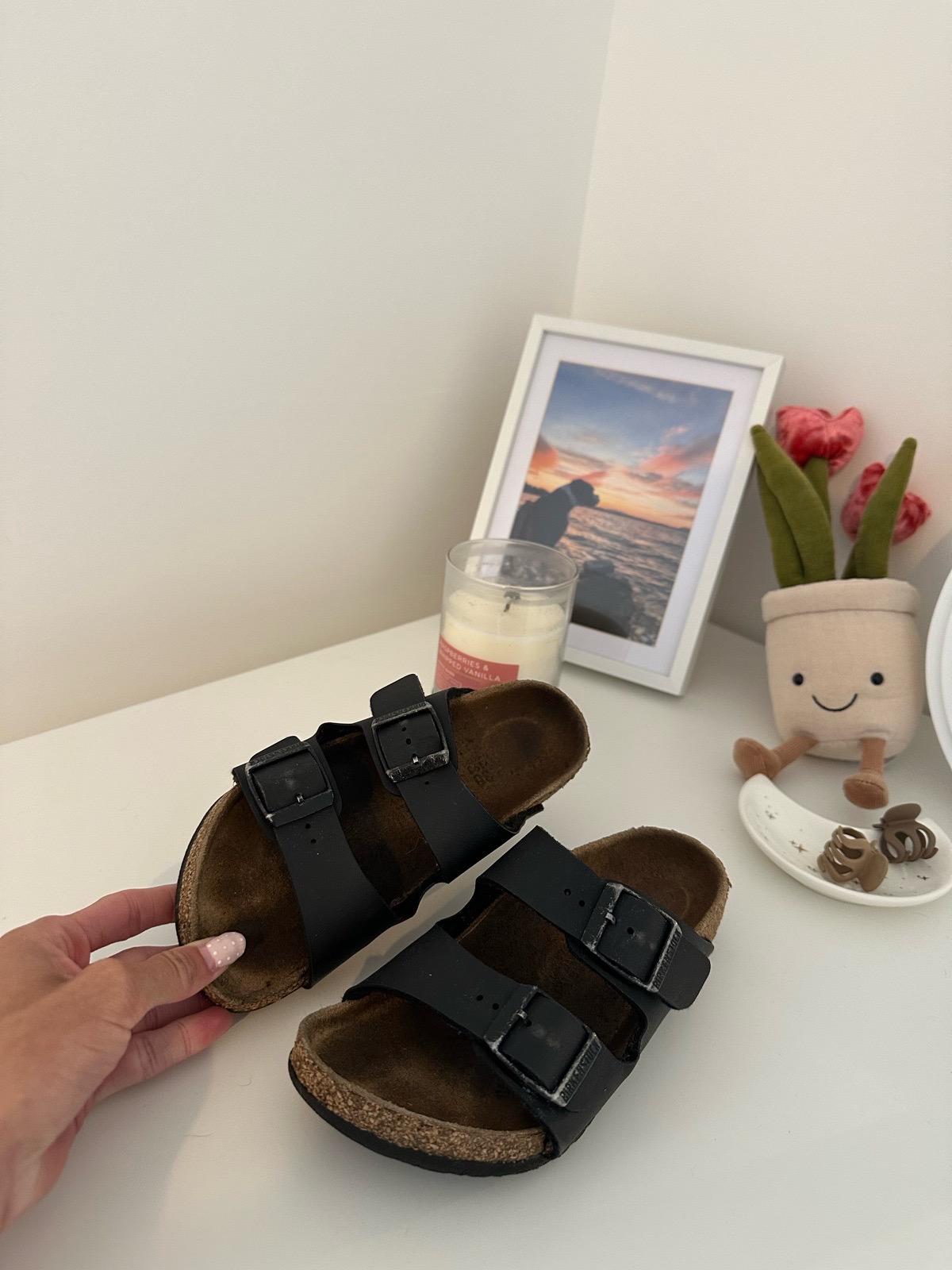 Birkenstock Arizona black sandals - size kids uk 11.5