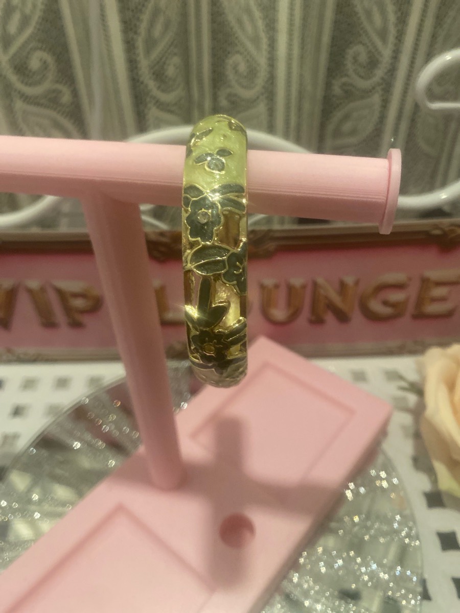 Cubic zirconia & enamel hinged bracelet