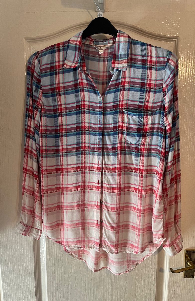 Falmer heritage long sleeve, lightweight With buttons check blouse shirt.size 10