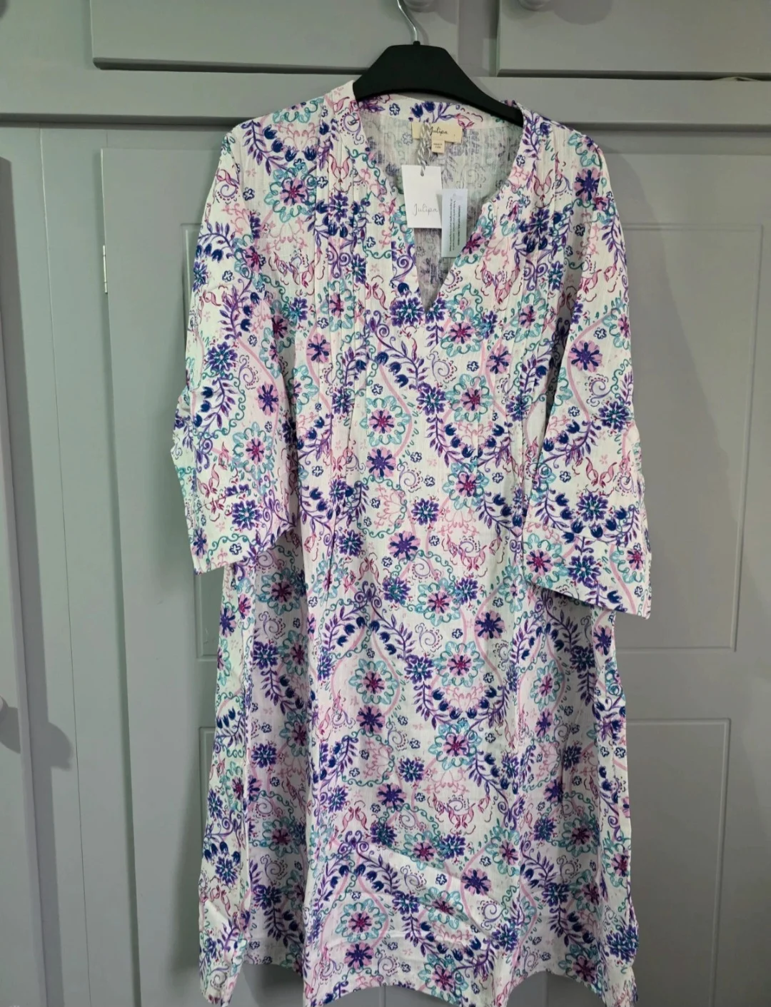 Julipa Floral Print Linen Dress Size 18 New with tags