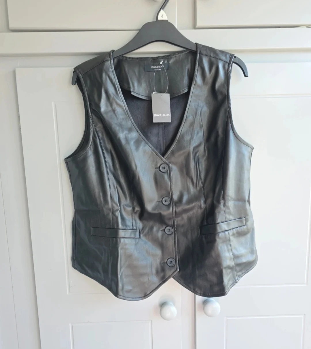 JD Williams Black Leather Waistcoat size 14