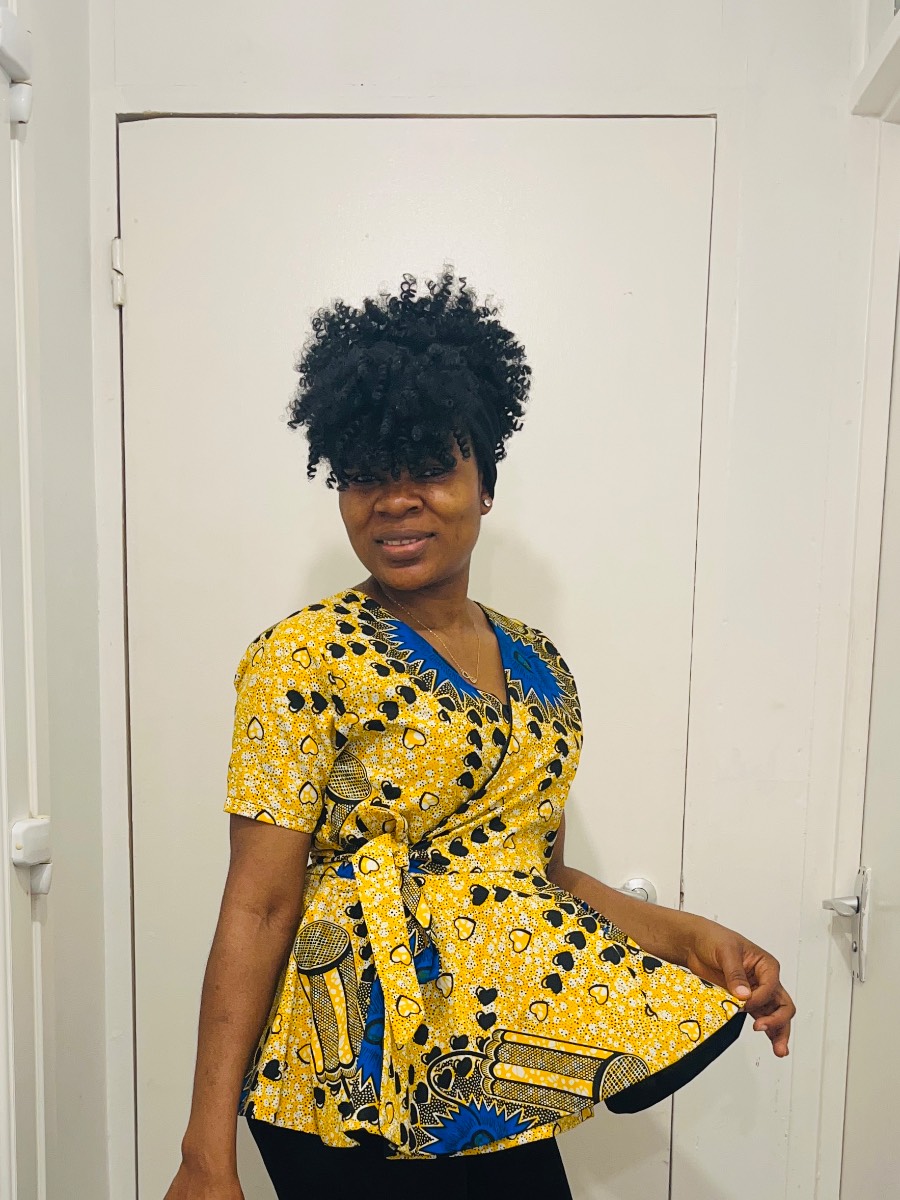 African print peplum top
