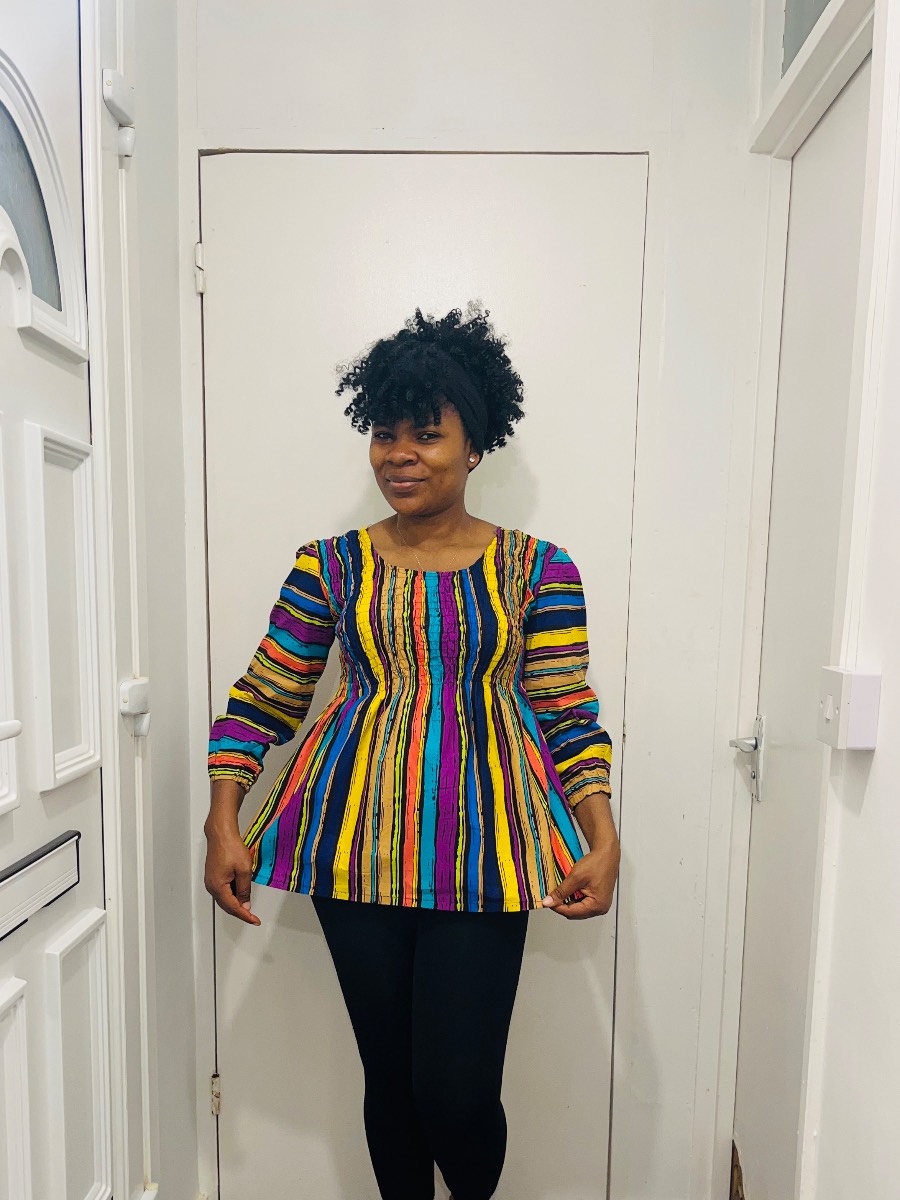 African print sheared top