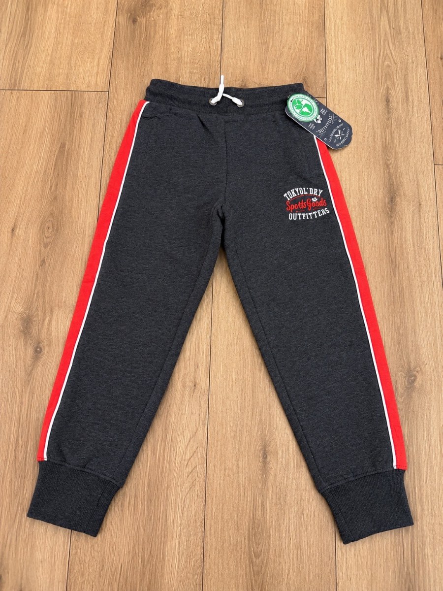 BNWT Tokyo Laundry Boys Fleece Joggers – Grey/Red – Age 5–6 Years