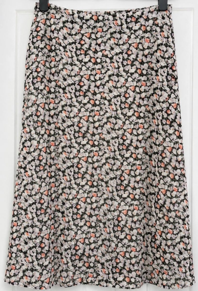 Sonder Studio Floral Midi Skirt UK 12 | Black Ditsy Print | Side Split