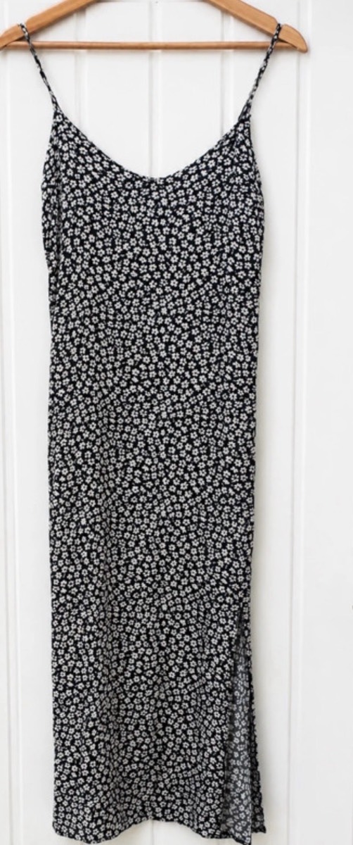 Primark Black & White Floral Strappy Midi Dress – UK 6