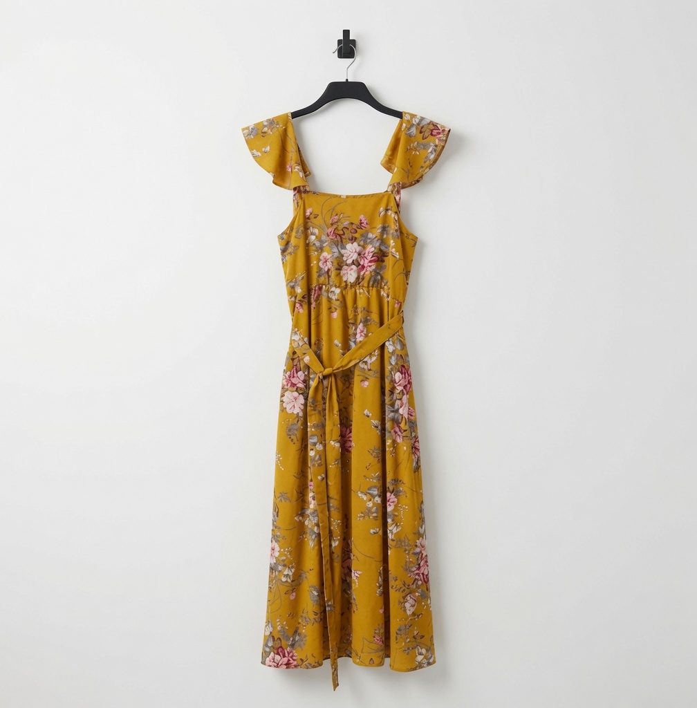 BNWT SHEIN VCAY Curve Mustard Floral Dress - Size 0XL (UK 16)