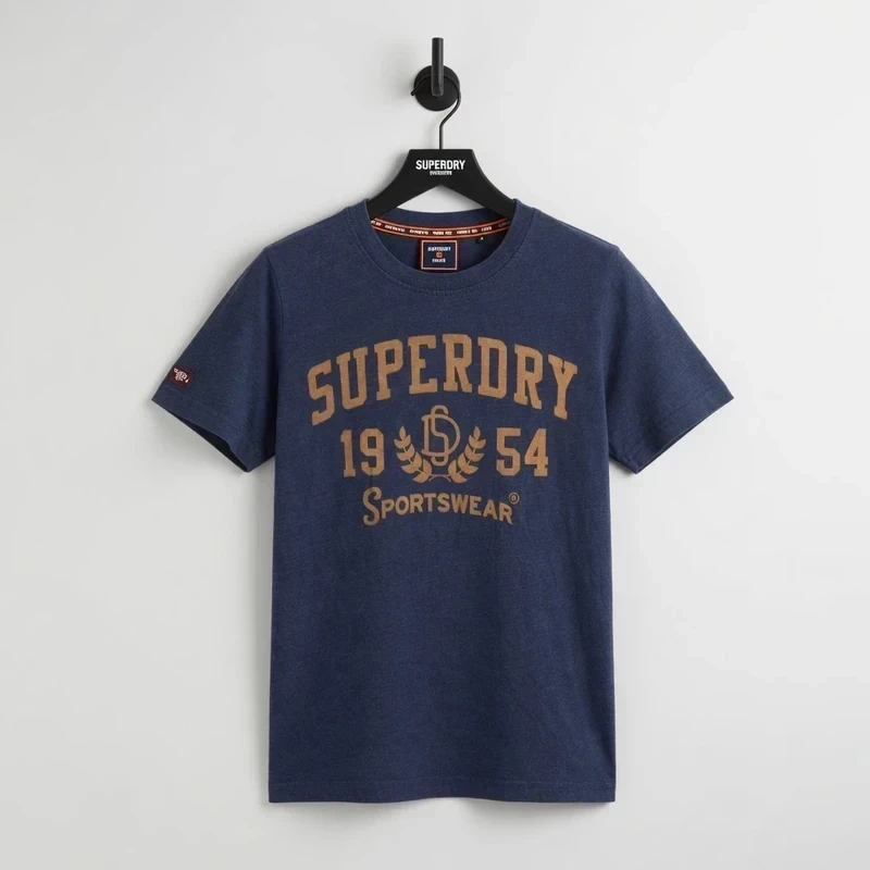 Superdry 1954 Sportswear Tee Navy & Gold Logo Top Women’s UK 8 US 4 EU 36