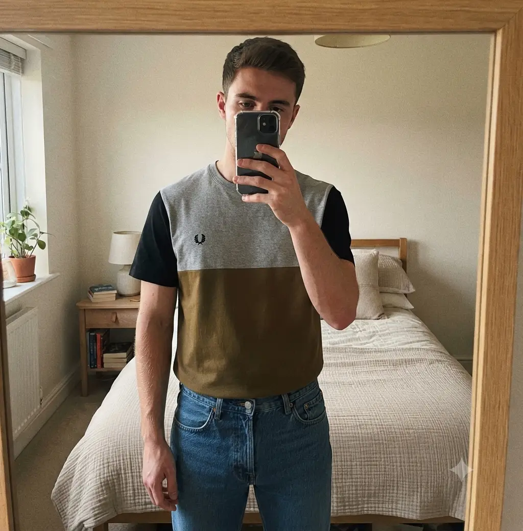 Fred Perry Men's Short Sleeve Panel T-Shirt Size Large