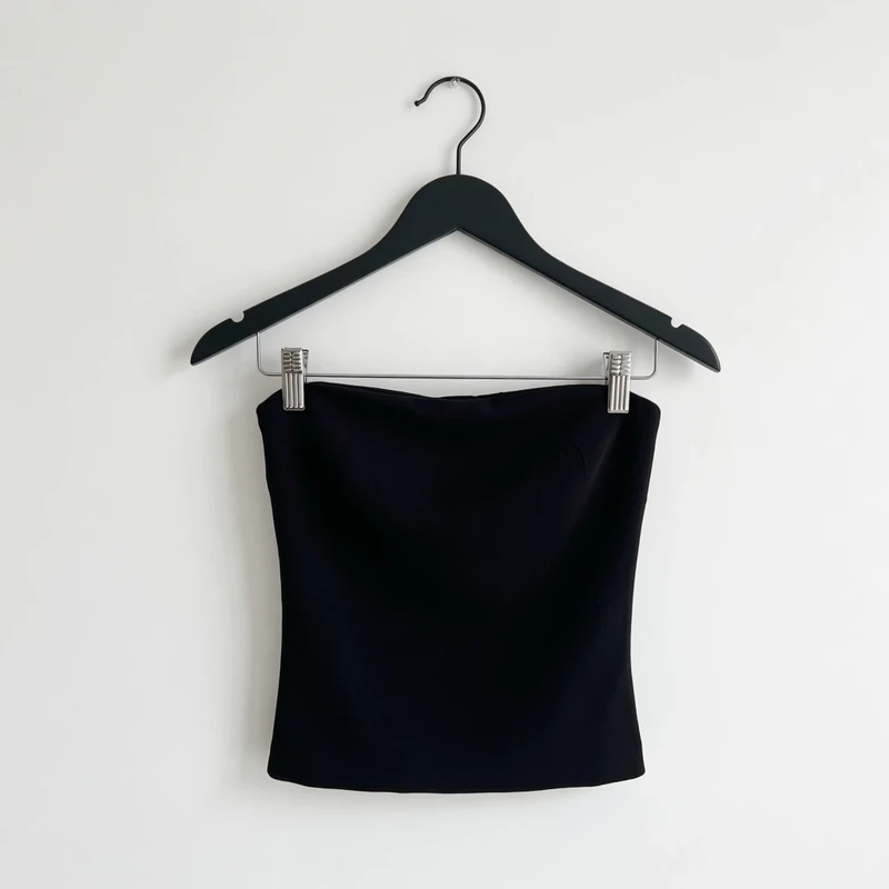 SHEIN Black Tube Top Size Medium M Strapless Bandeau Bodice Crop