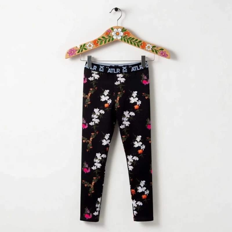 River Island Size 10 Leggings Black Floral Pattern Sports Yoga Trousers