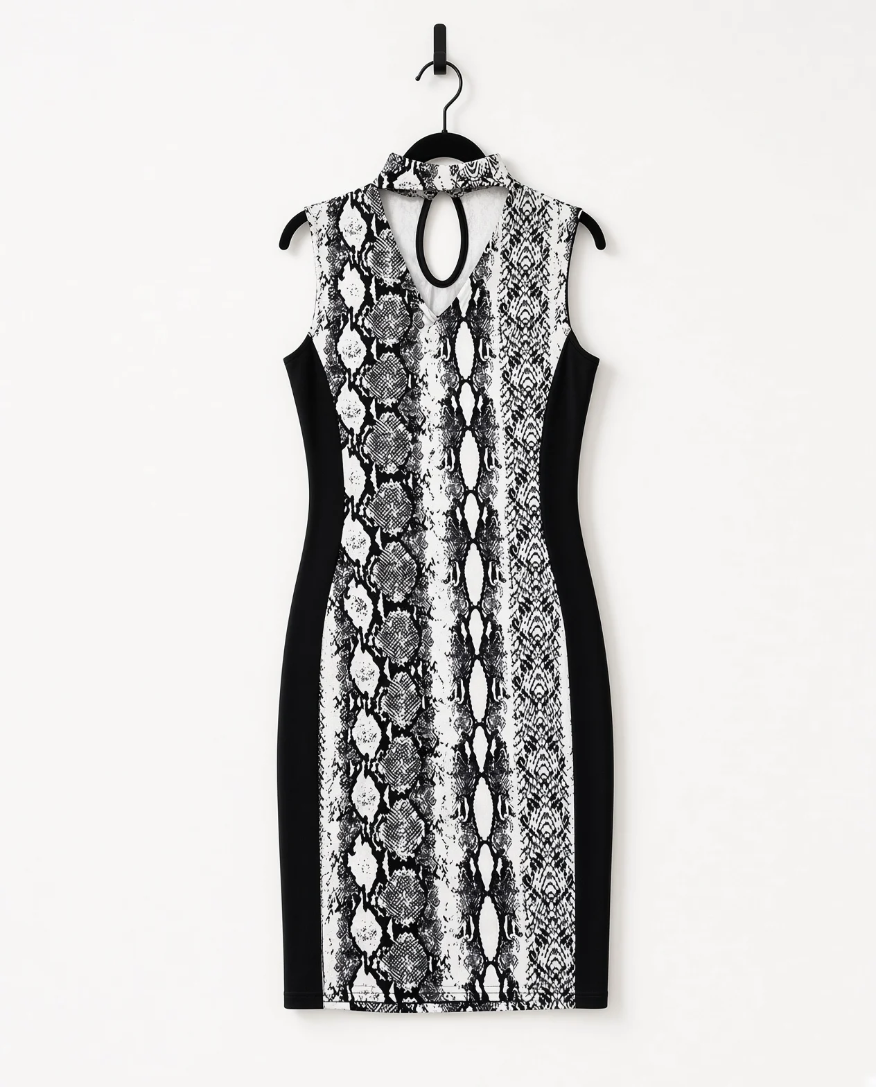 Quiz Womens Bodycon Dress Size 10 Snakeskin Animal Print High Neck Keyhole