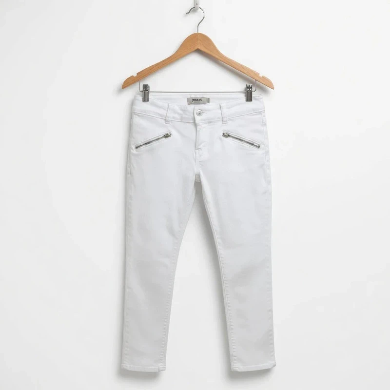 Superdry Leila Skinny Jeans White Denim Size 28W 30L Ladies Biker Zip Detail