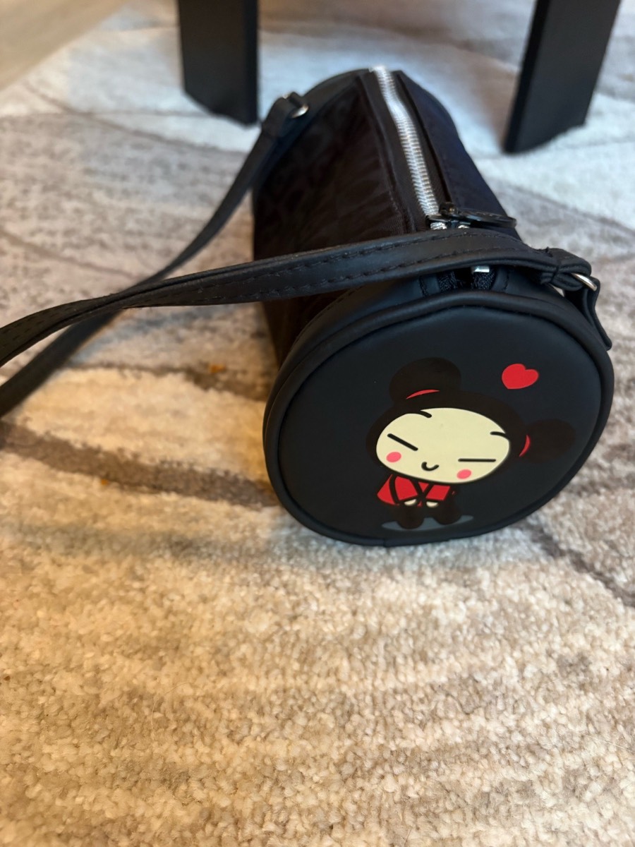 Y2K Pucca Mini Barrel Bag Black Shoulder Bag Kawaii Rare Vintage