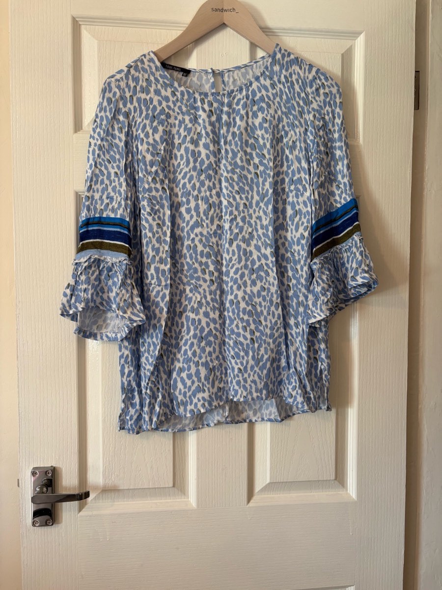 Marc Aurel Blue Animal Print Blouse UK 10