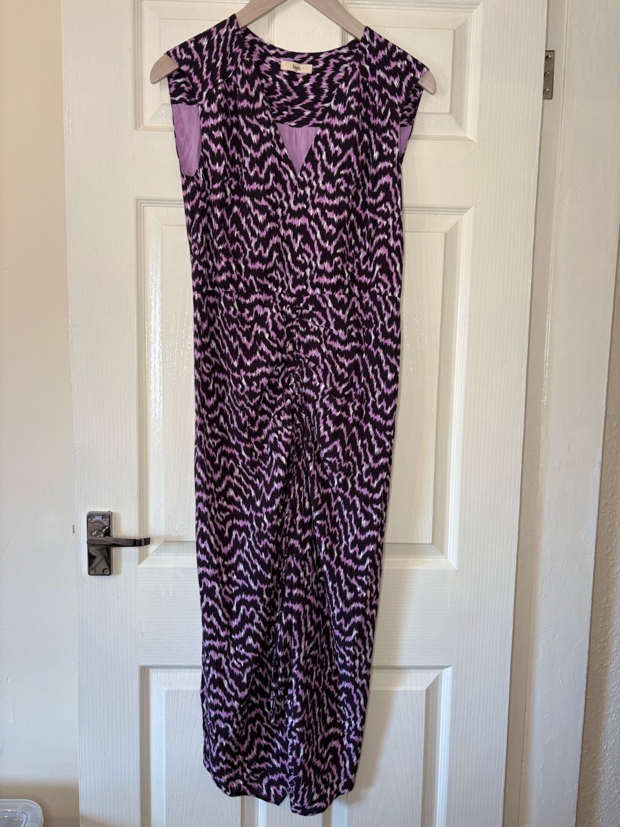 Hush Purple Abstract Print Maxi Dress UK 10